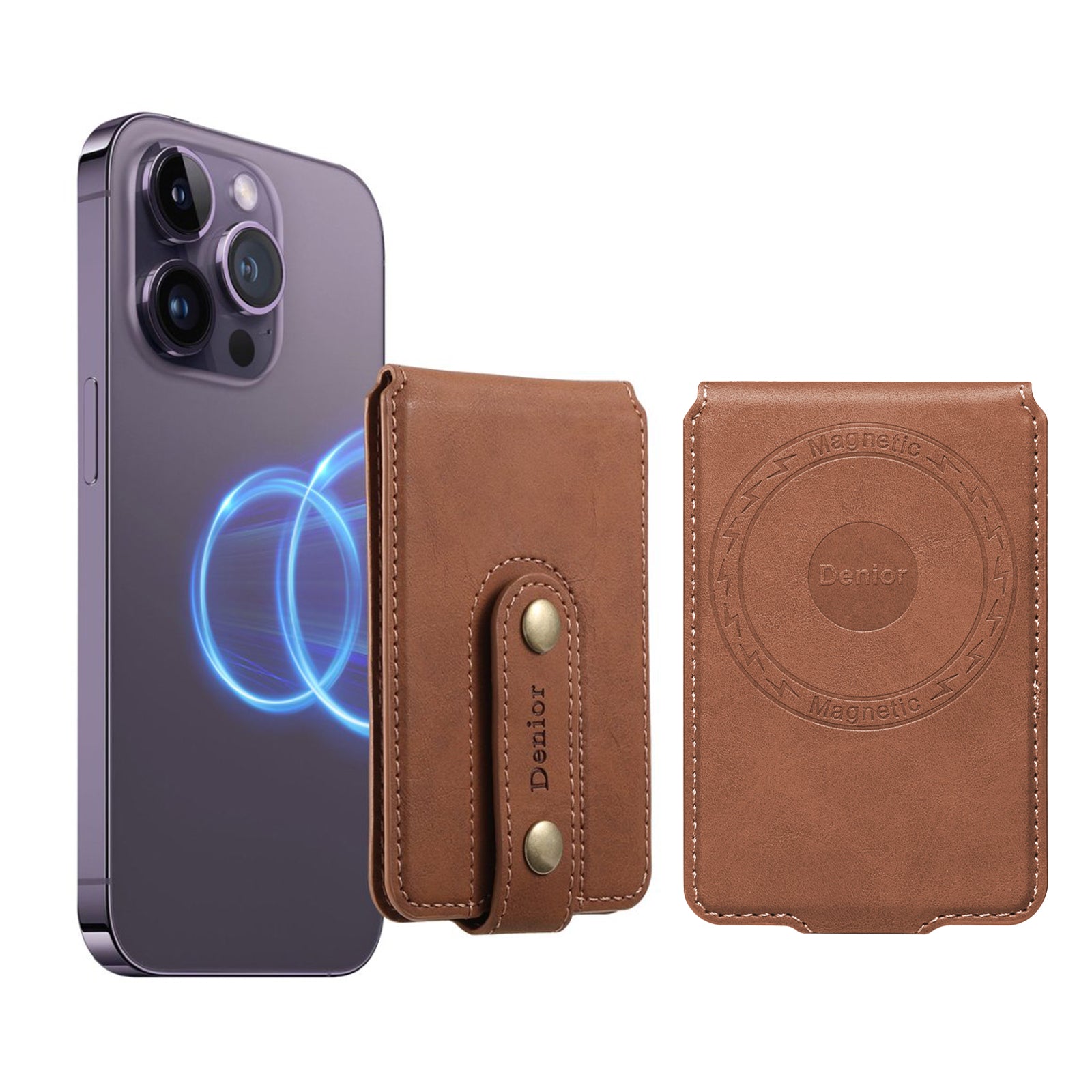 Magnetic Bracket Slim Credit Card Bag(Brown)