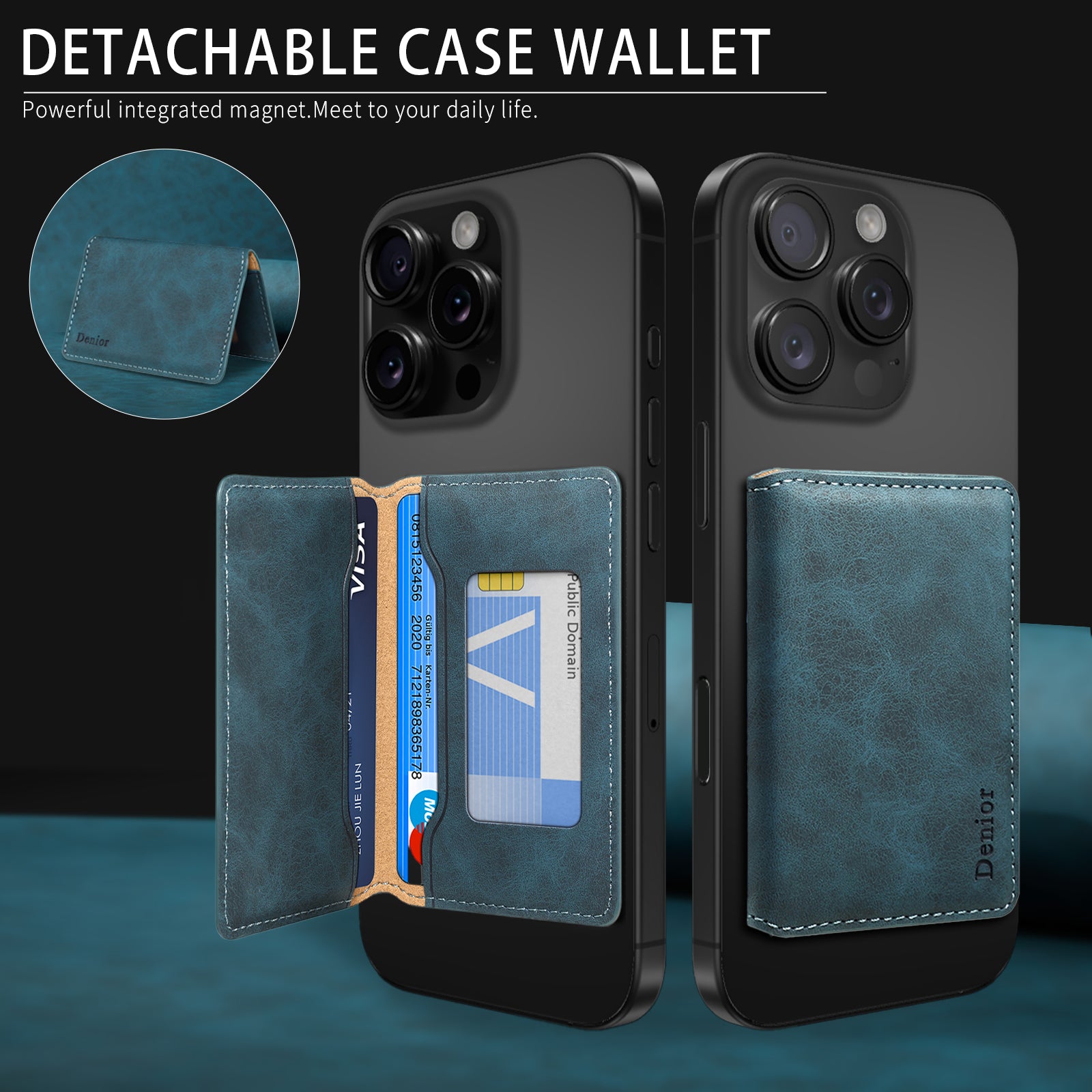 RFID Magnetic Slim Credit Card Bag(Blue)