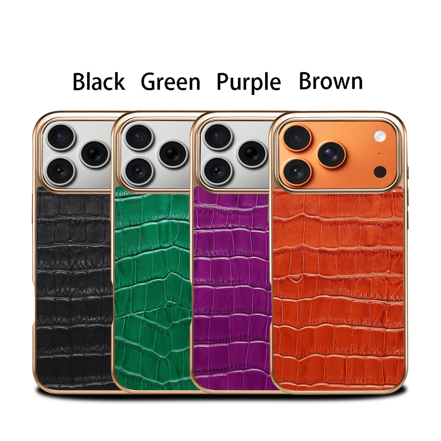 Genuine Leather Crocodile Texture Electroplated Phone Case