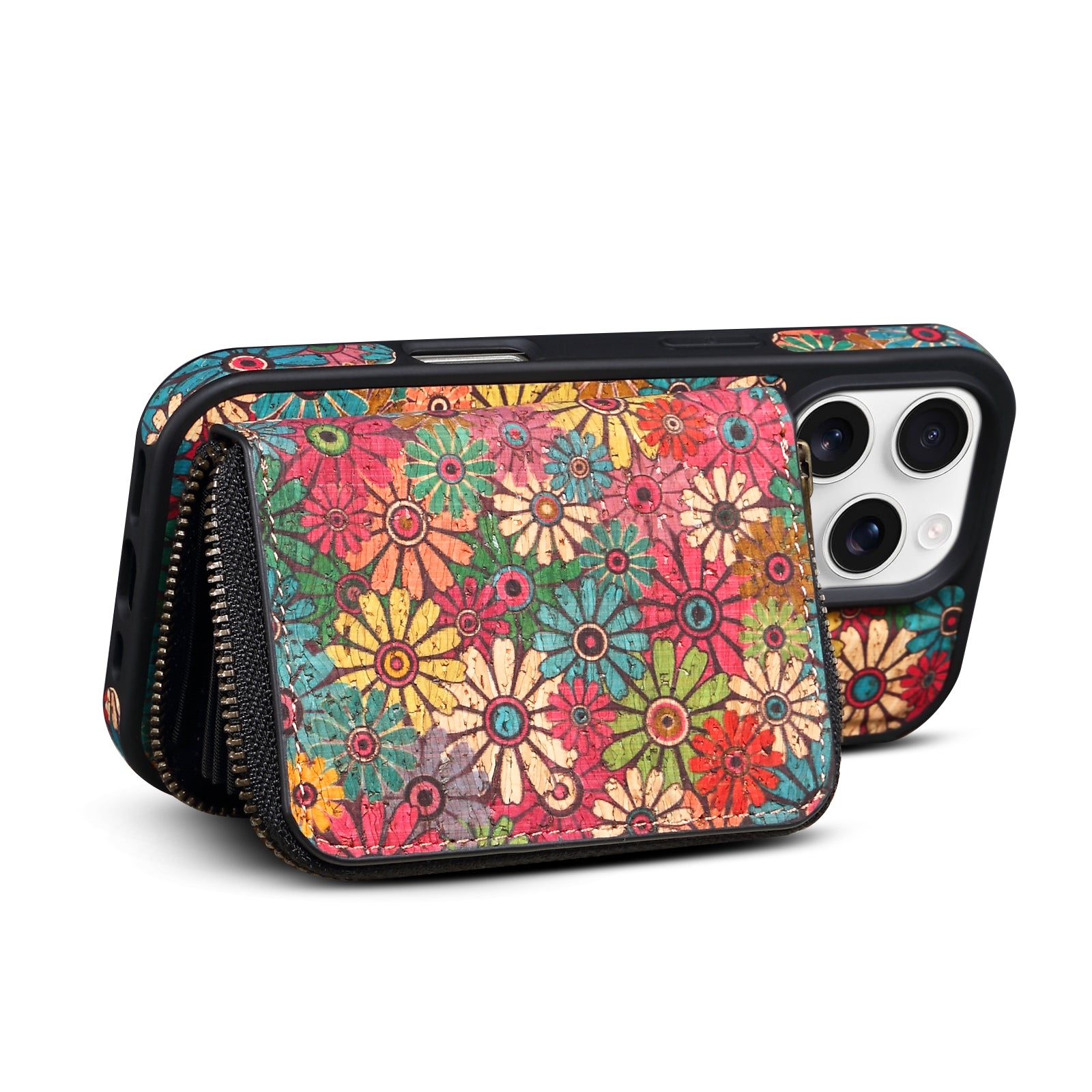 RFID Magnetic Zipper Wallet Credit Card Bag & Phone Case(Green)