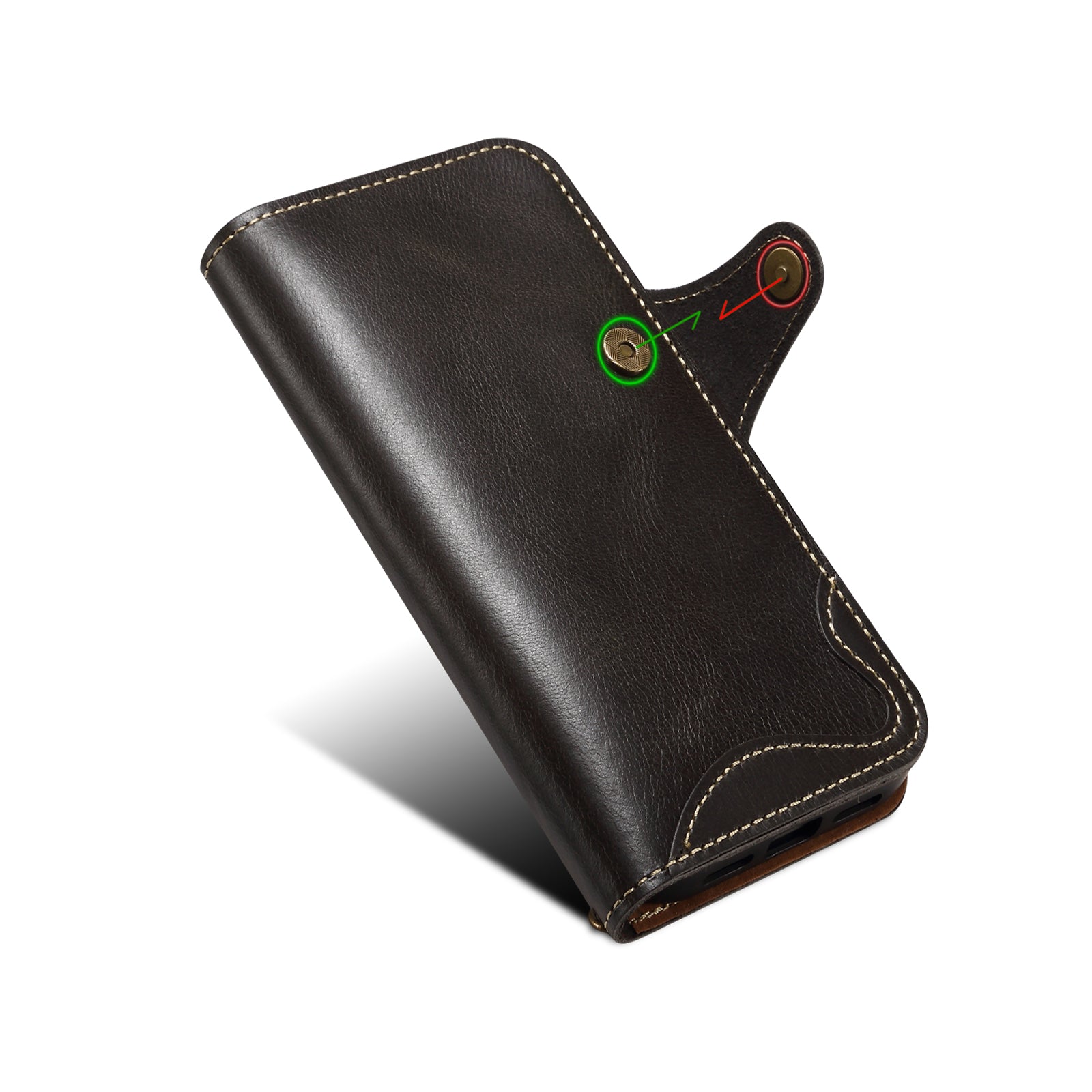 iPhone 17 Series Genuine Leathe Multi Functional Card Insertion Flip Wallet Holder Phone Caseļ¼Blackļ¼
