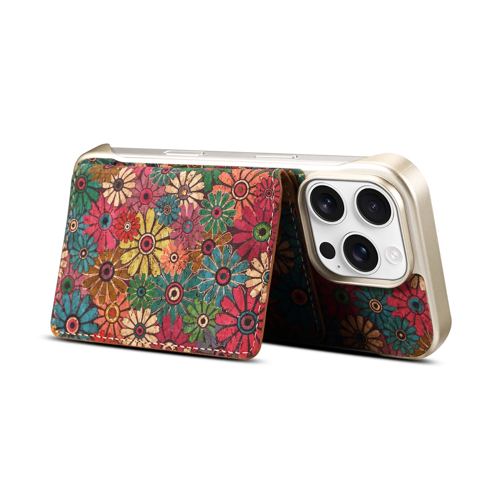 iPhone Series 2IN1 Magnetic Cork Wooden Phone Case & Card Bag(Green)