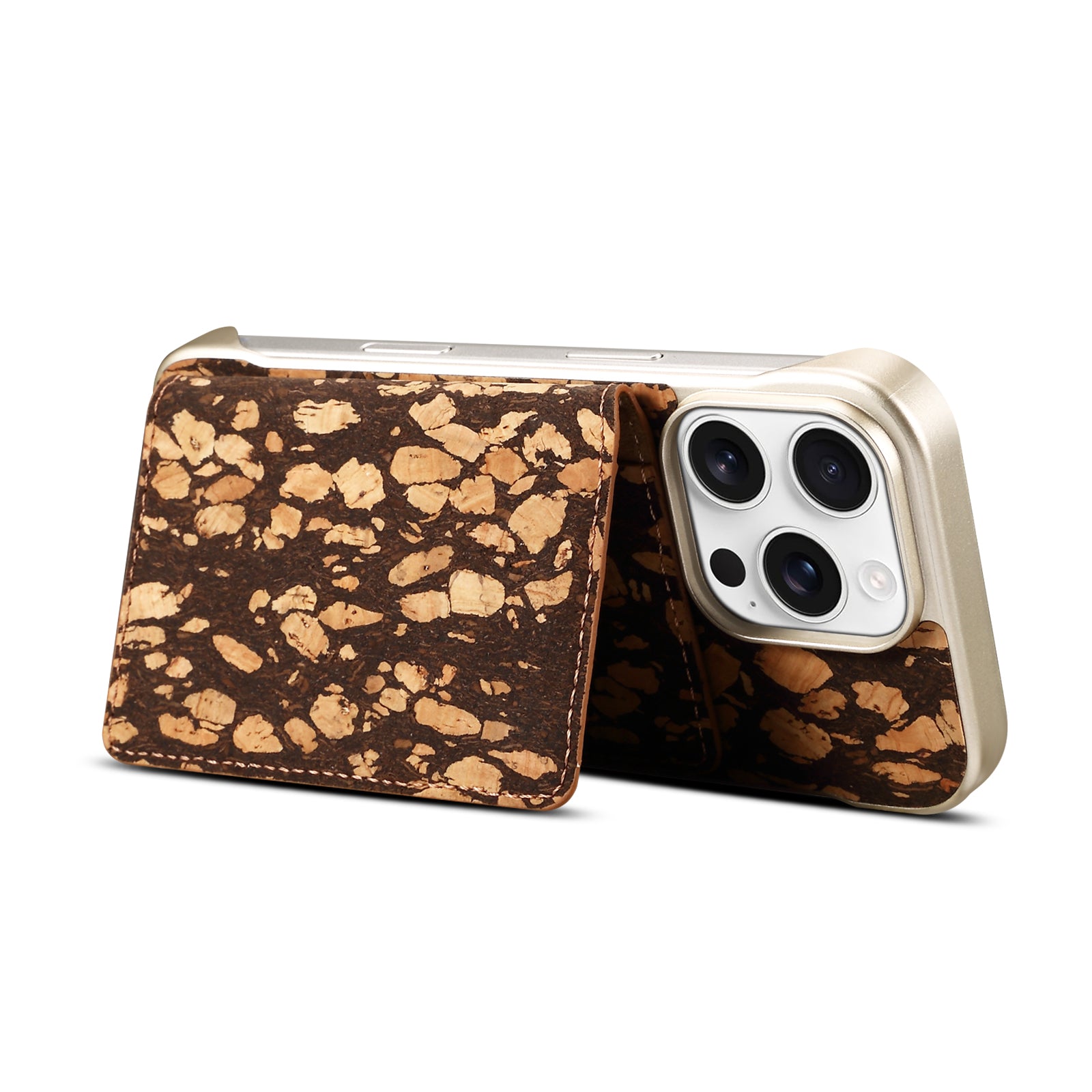 iPhone Series 2IN1 Magnetic Cork Wooden Phone Case & Card Bag(Black)