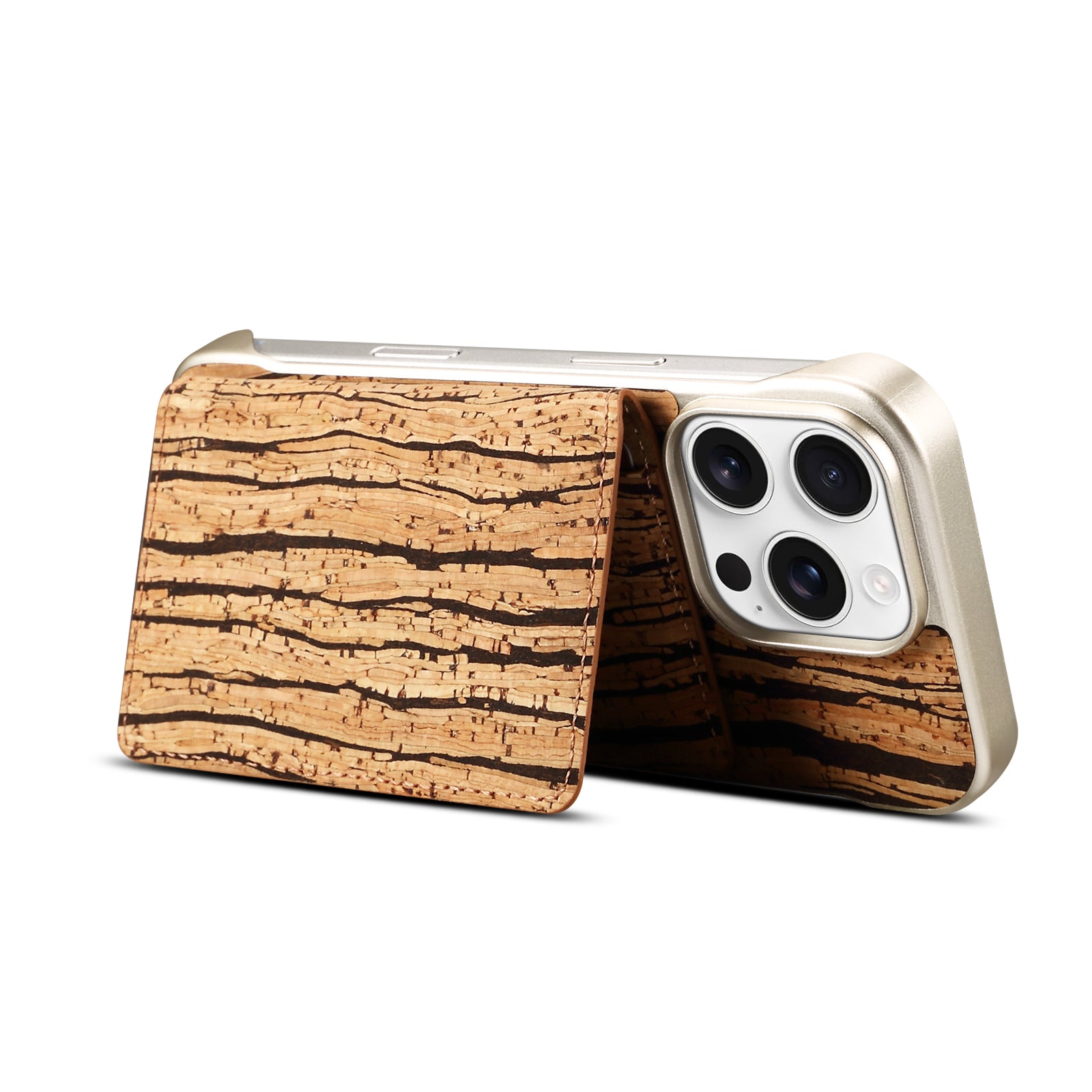 iPhone Series 2IN1 Magnetic Cork Wooden Phone Case & Card Bag(Yellow)