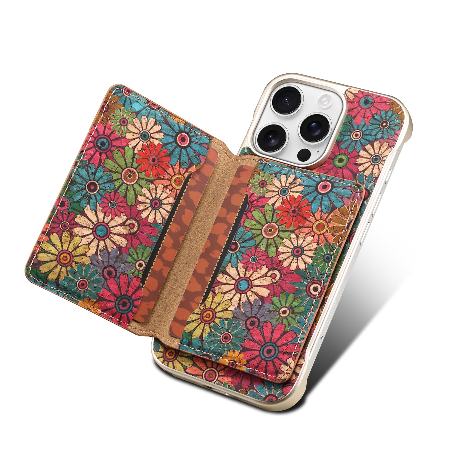 iPhone Series 2IN1 Magnetic Cork Wooden Phone Case & Card Bag(Green)