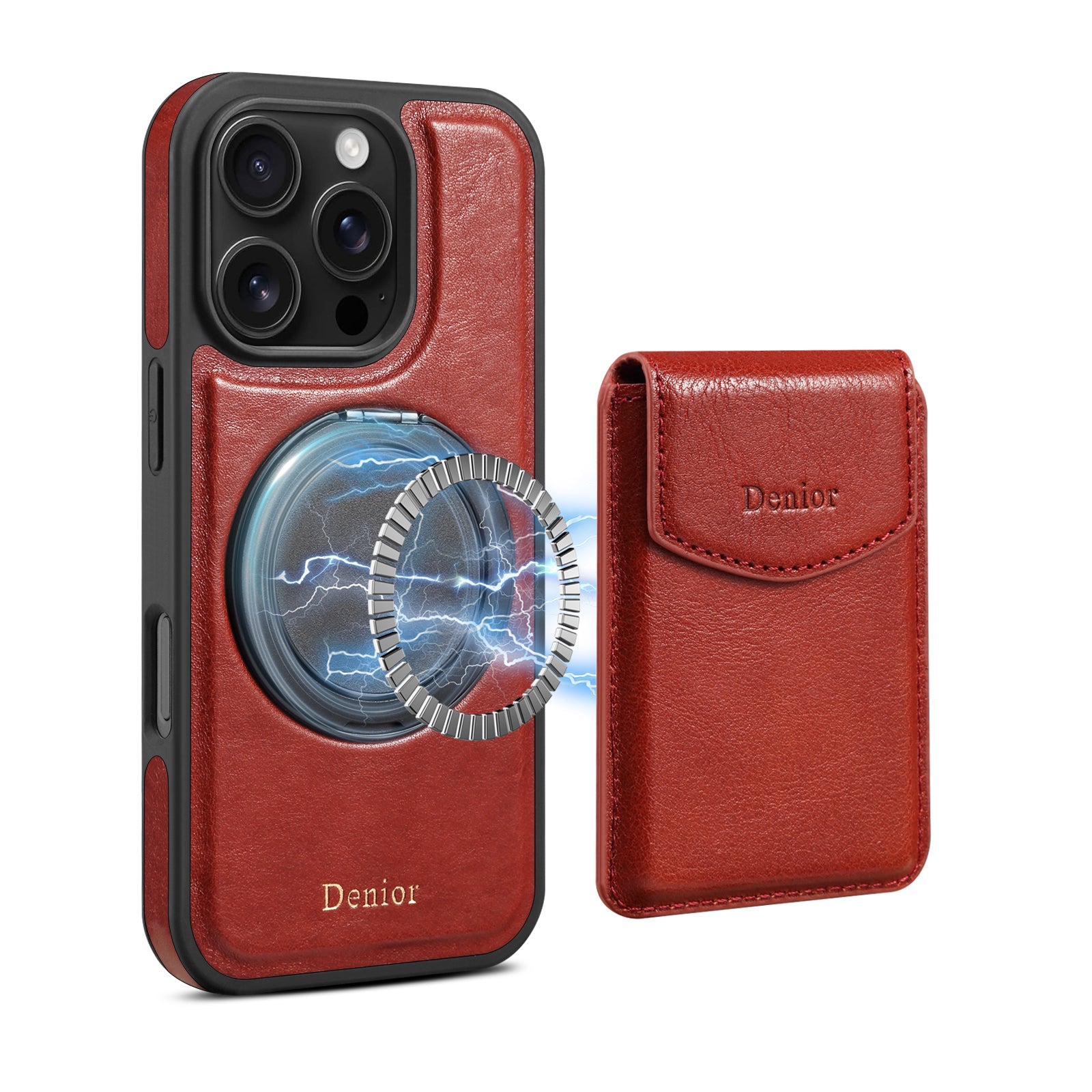 iPhone Series 2IN1 Magnetic Case & Card Bag(Red)