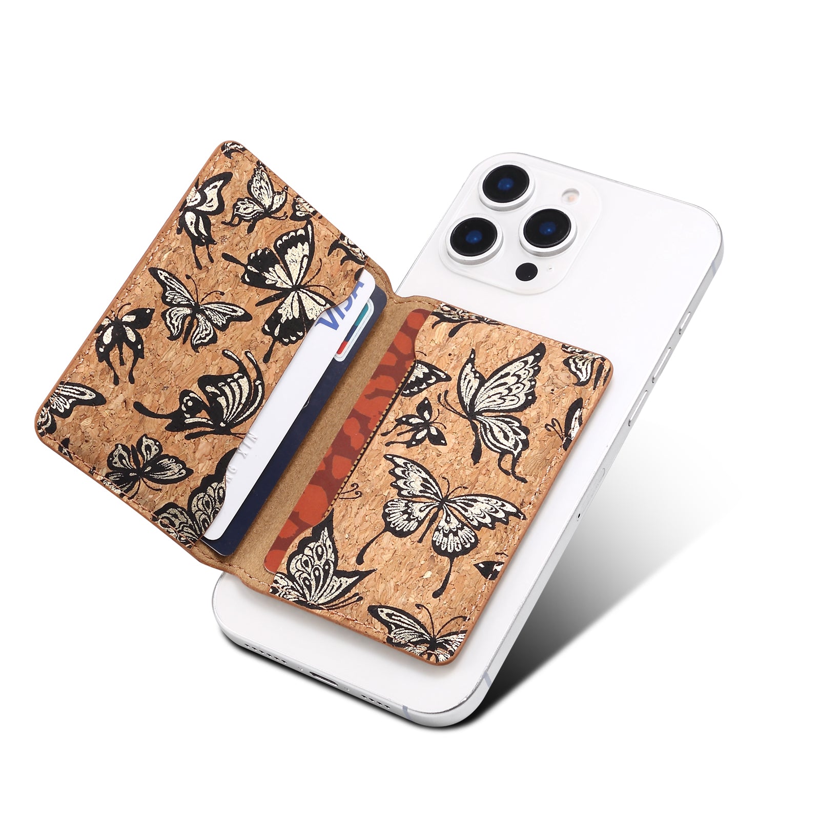 Magnetic Cork Material Ultra-Thin Credit Card Bag(Golden)