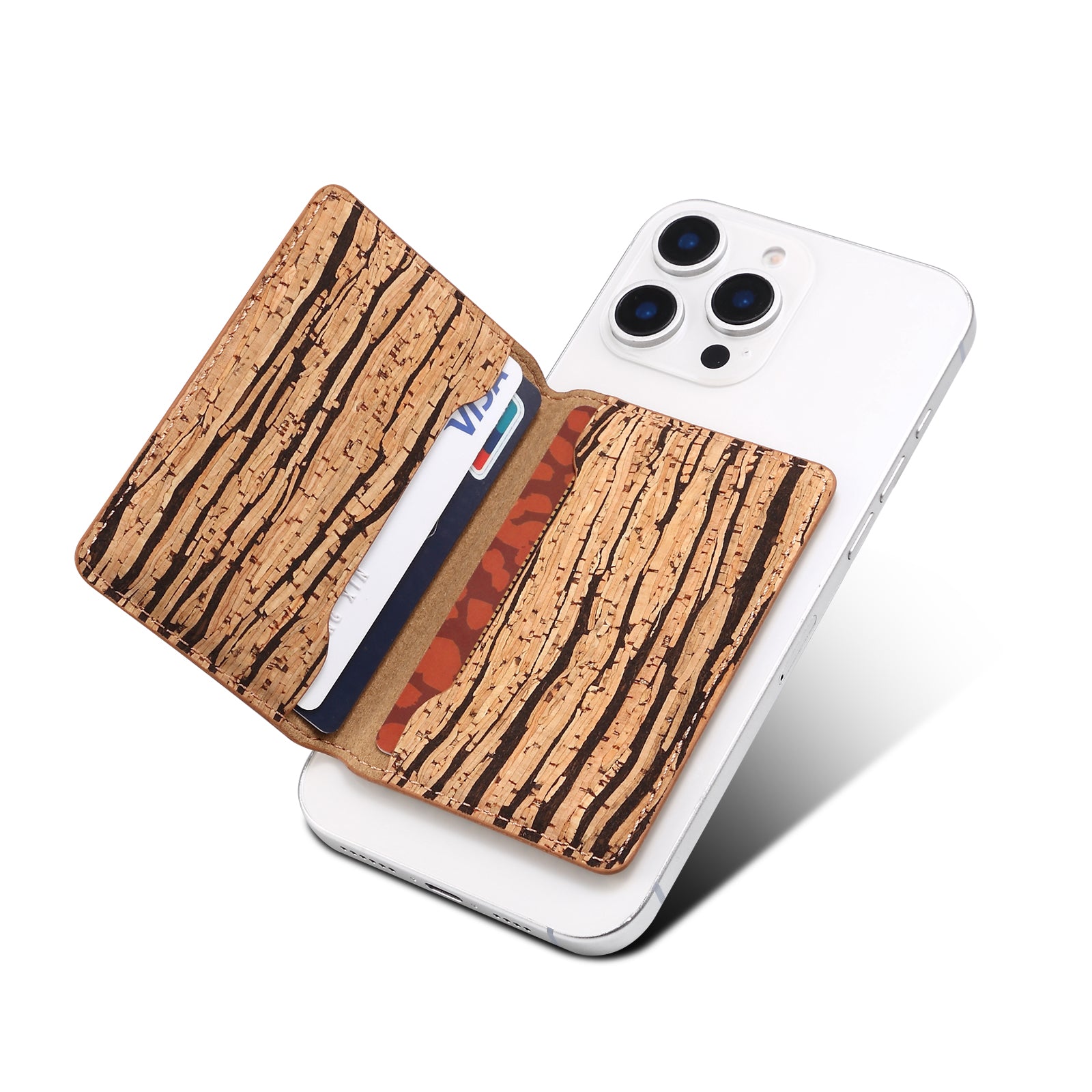 Magnetic Cork Material Ultra-Thin Credit Card Bag(Yellow)