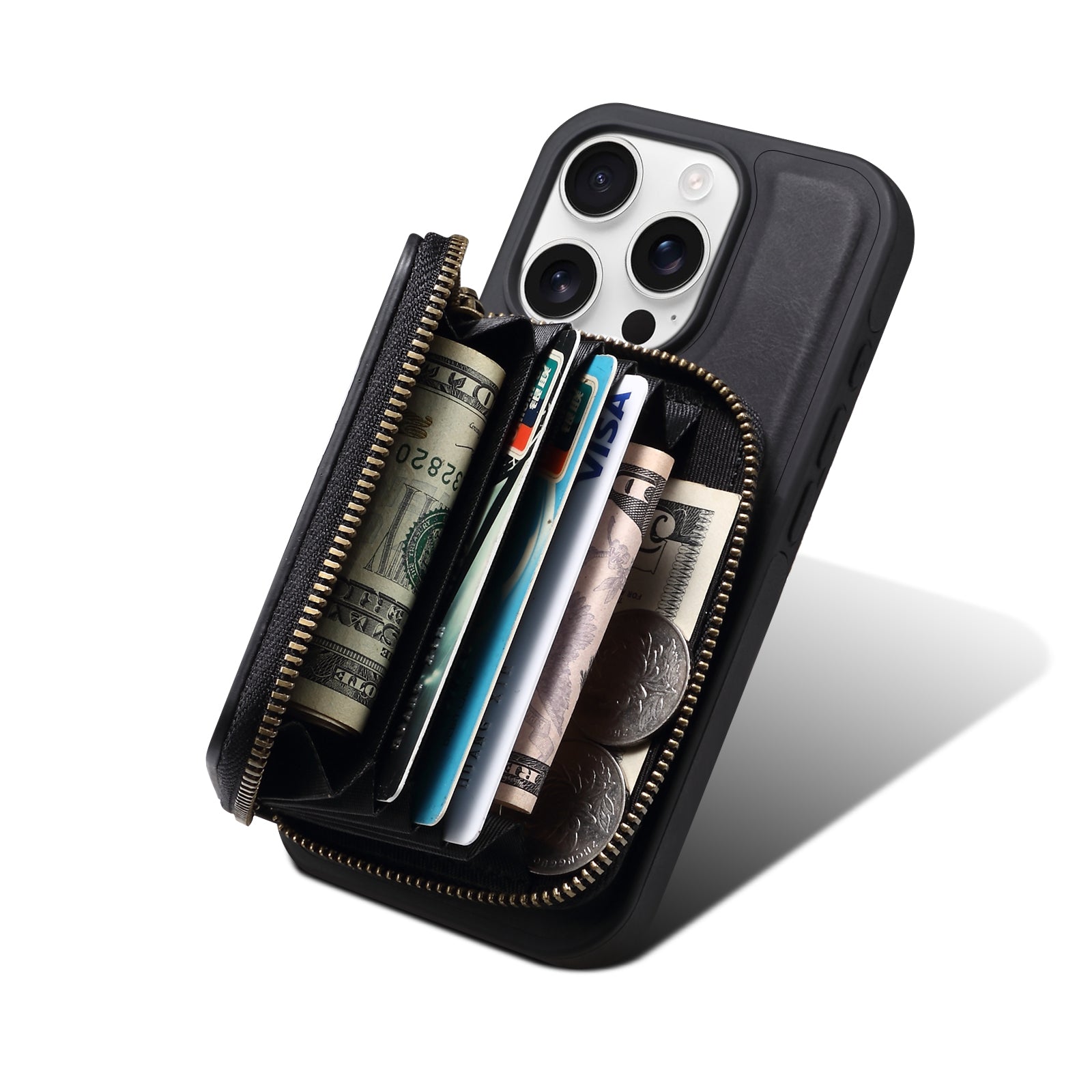 iPhone Series 2IN1 Magnetic Case & RFID Card Bag(Black)