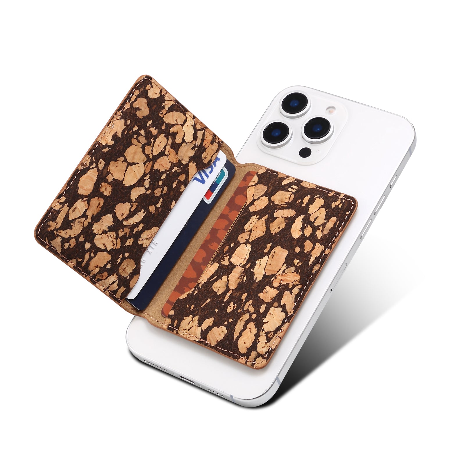 Magnetic Cork Material Ultra-Thin Credit Card Bag(Black)