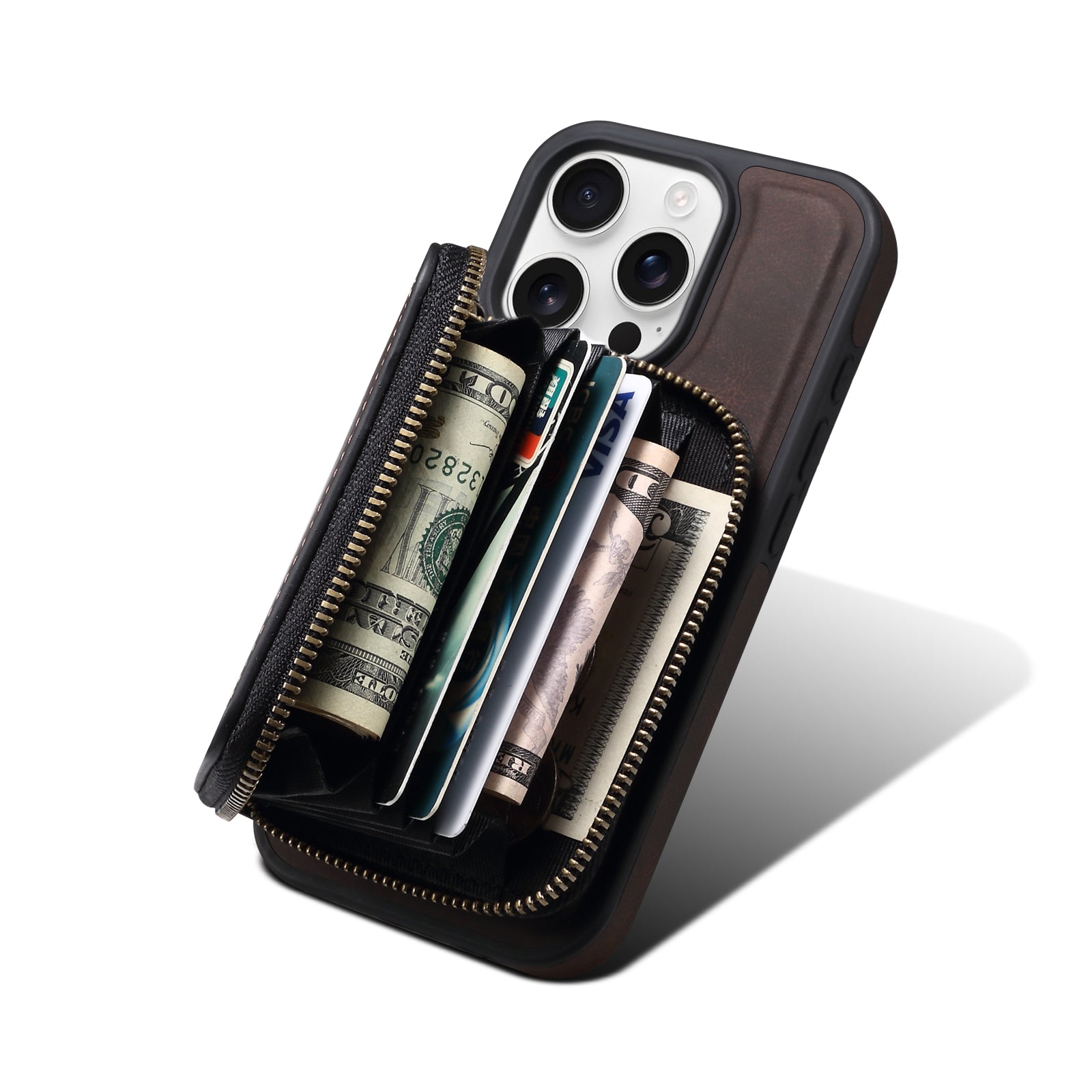 iPhone Series 2IN1 Magnetic Case & RFID Card Bag(Brown)