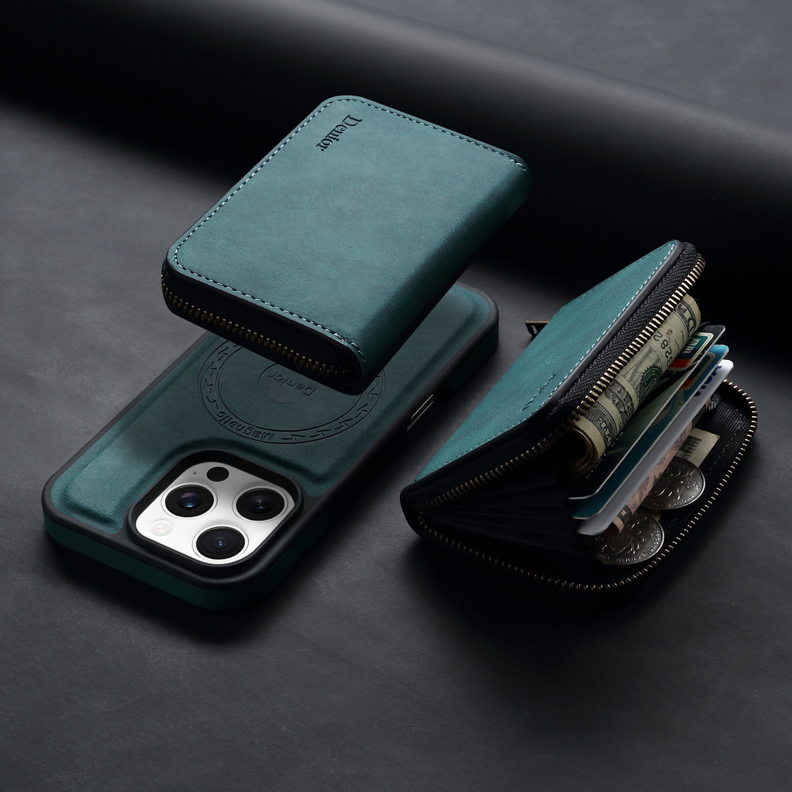 iPhone Series 2IN1 Magnetic Case & RFID Card Bag(Blue)