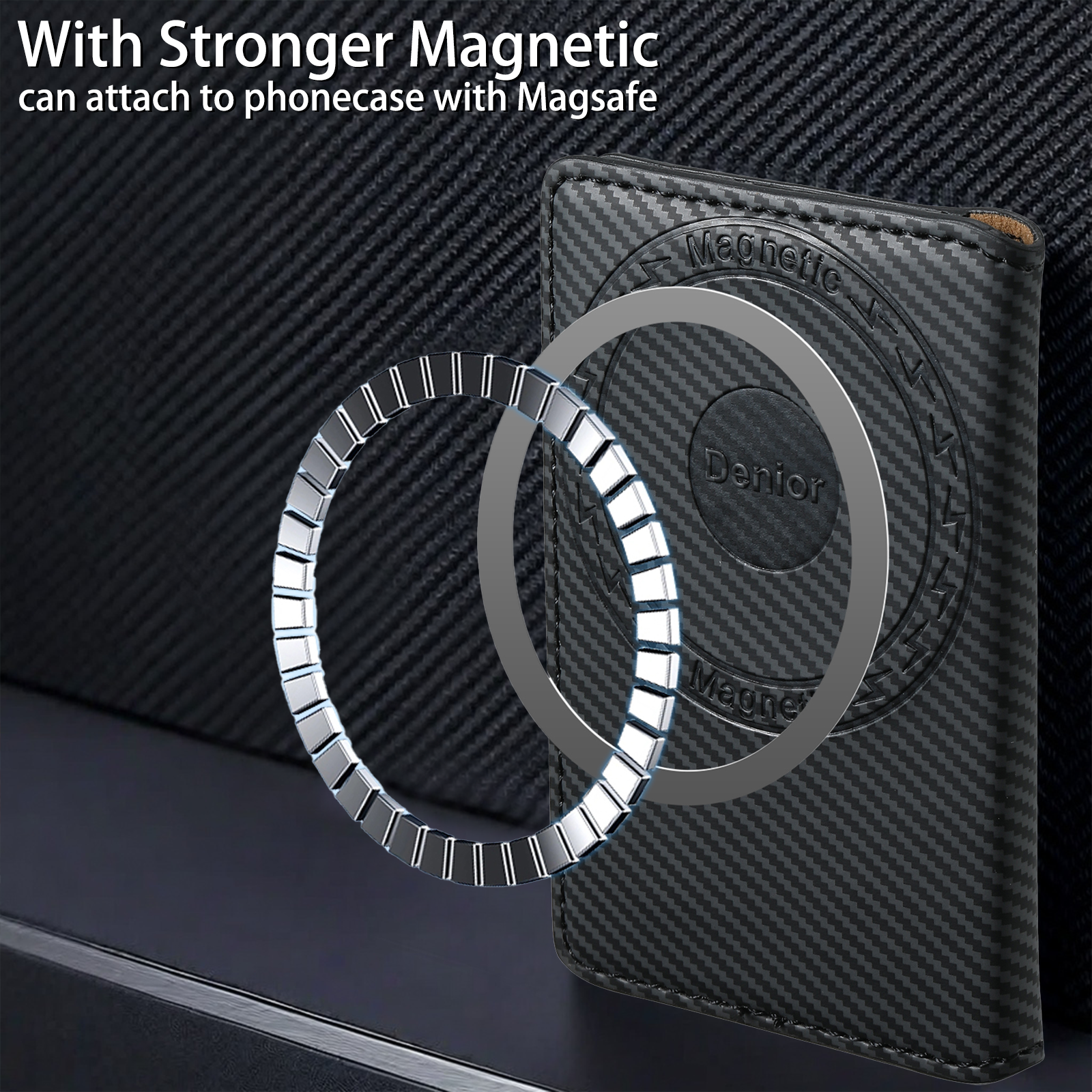 Charcoal fibre Magnetic Case & Card Bag(Black)