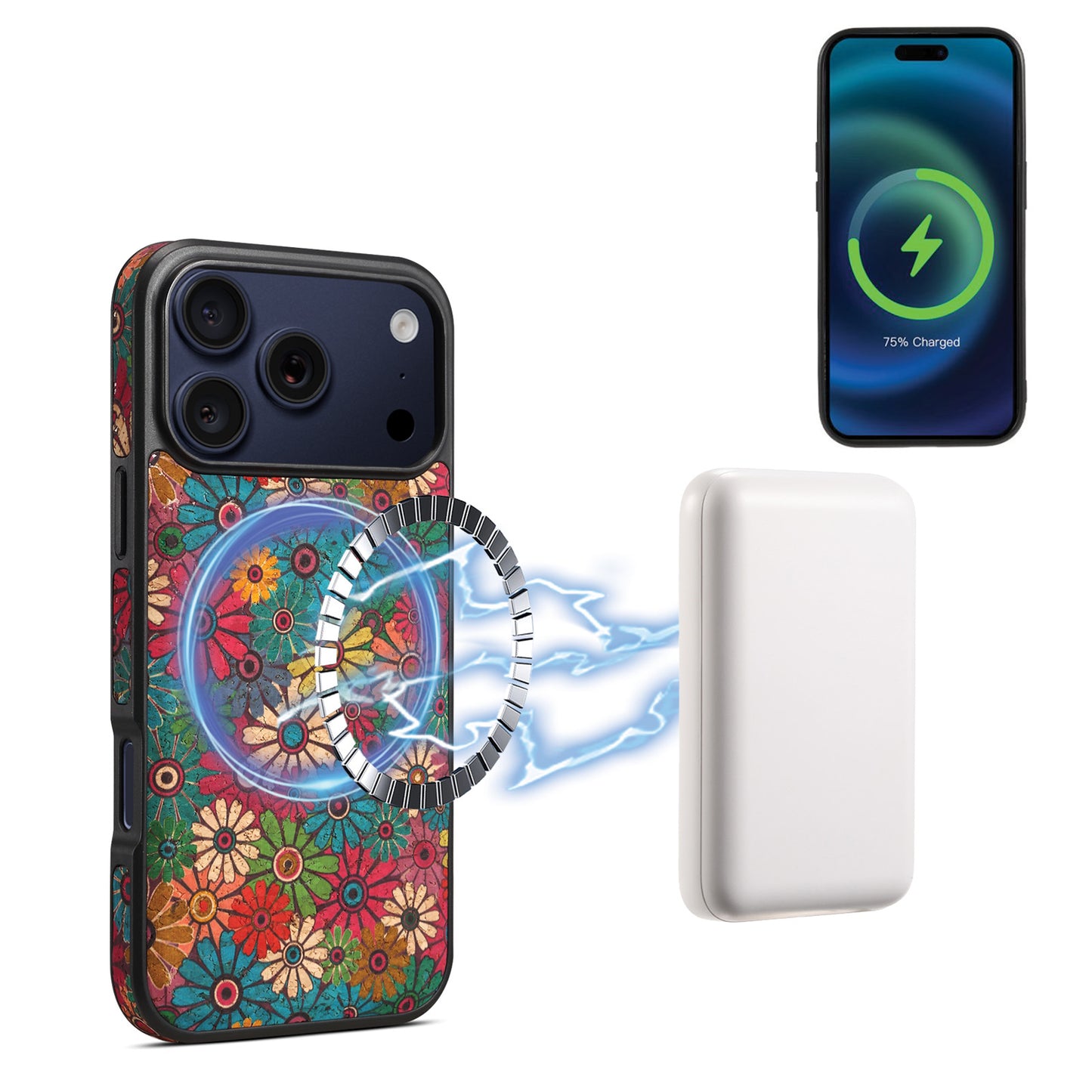 Floral Cork Mag Case