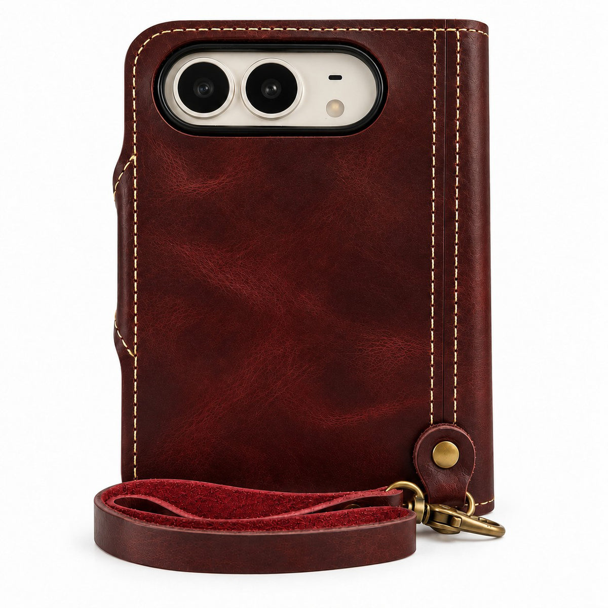 Genuine Leather Retro Oil Wax Cowhide Flip Wallet Phone Case