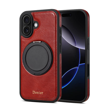 Genuine Leather 360° Rotating Gear Stand Phone Case