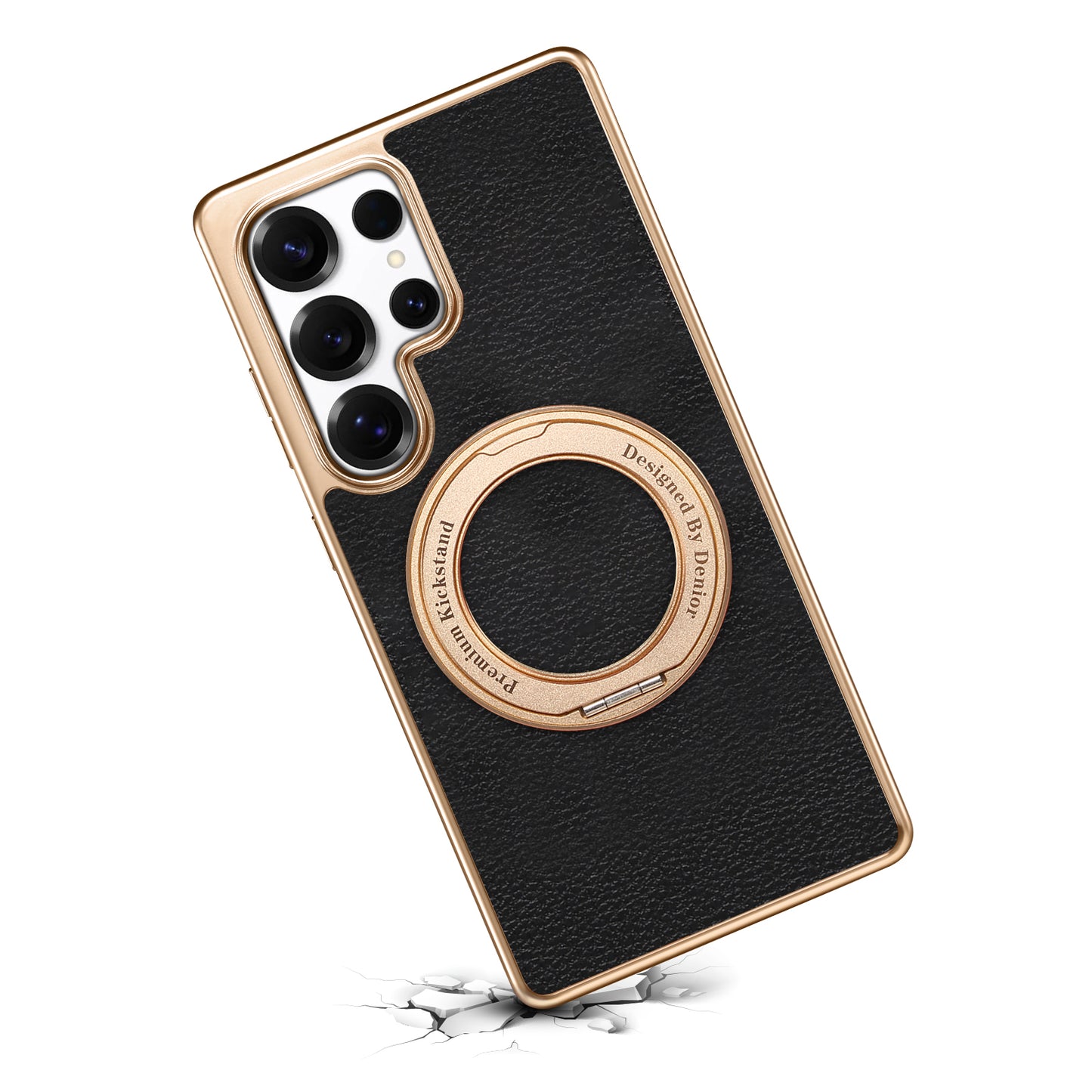 PU Faux Leather Litchi Texture Rotating Stand Electroplated Magnetic Phone Case (For Samsung)
