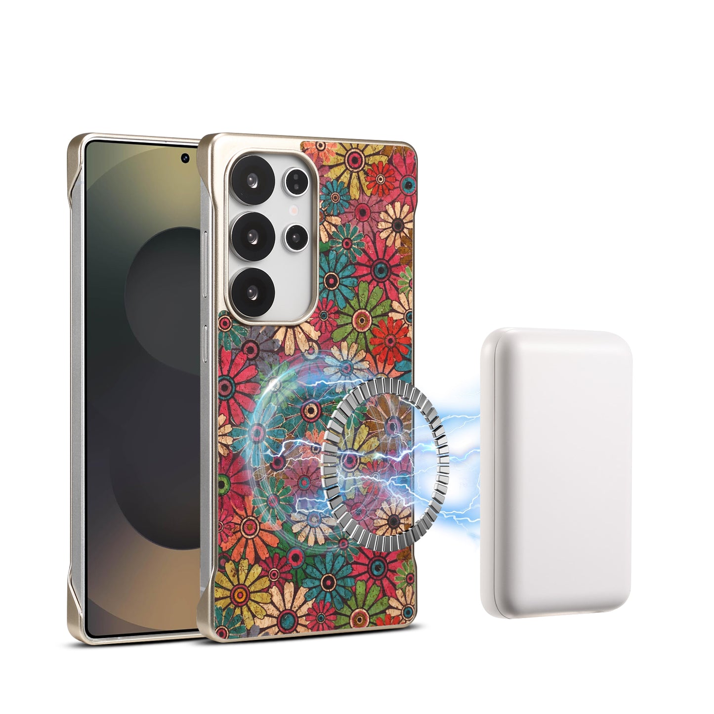 Cork Floral Borderless Magnetic Phone Case (For Samsung)