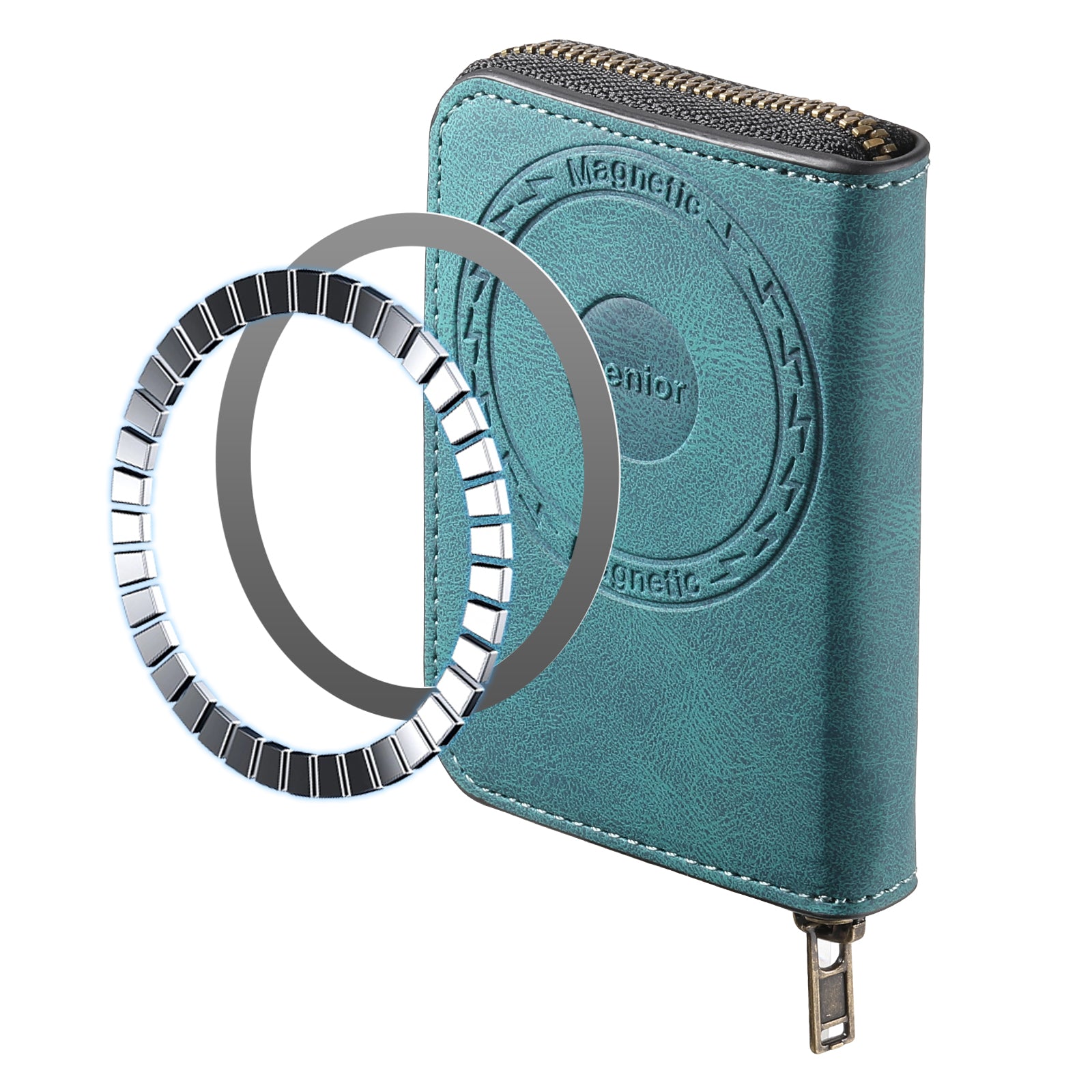RFID Magnetic Zipper Wallet Credit Card Bag (Blue)