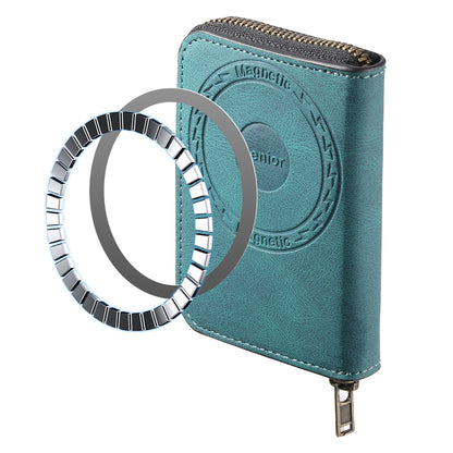 RFID Magnetic Zipper Wallet Credit Card Bag (Blue)