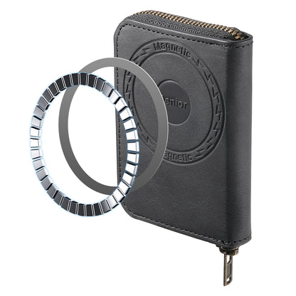 RFID Magnetic Zipper Wallet Credit Card Bag (Black)