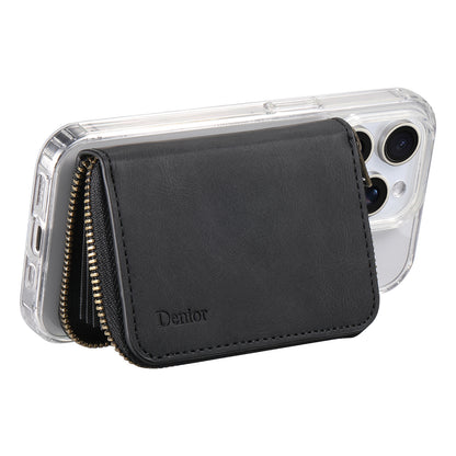 RFID Magnetic Zipper Wallet Credit Card Bag (Black)