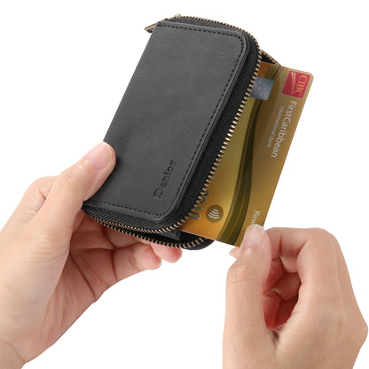 RFID Magnetic Zipper Wallet Credit Card Bag (Black)