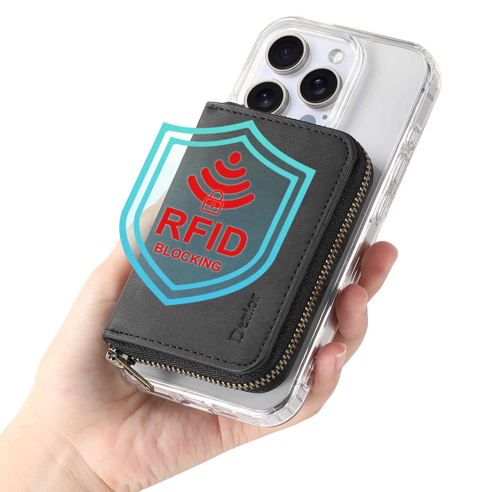 iPhone Series 2IN1 Magnetic Case & RFID Card Bag（Black）