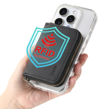 RFID Magnetic Zipper Wallet Credit Card Bag (Black)