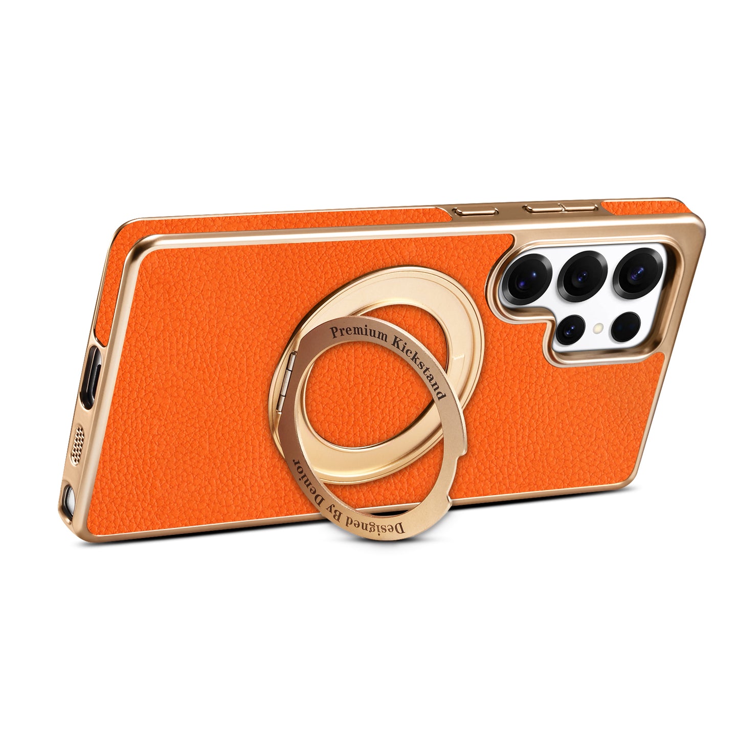 PU Faux Leather Litchi Texture Rotating Stand Electroplated Magnetic Phone Case (For Samsung)