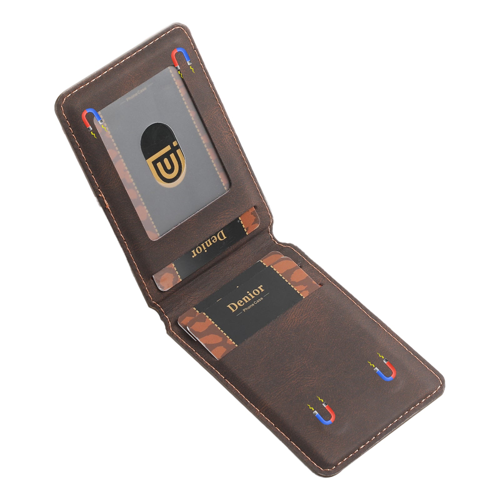 Bifold Vertical Elastic Rope Clip PU Leather Mag Wallet - Skin Feel