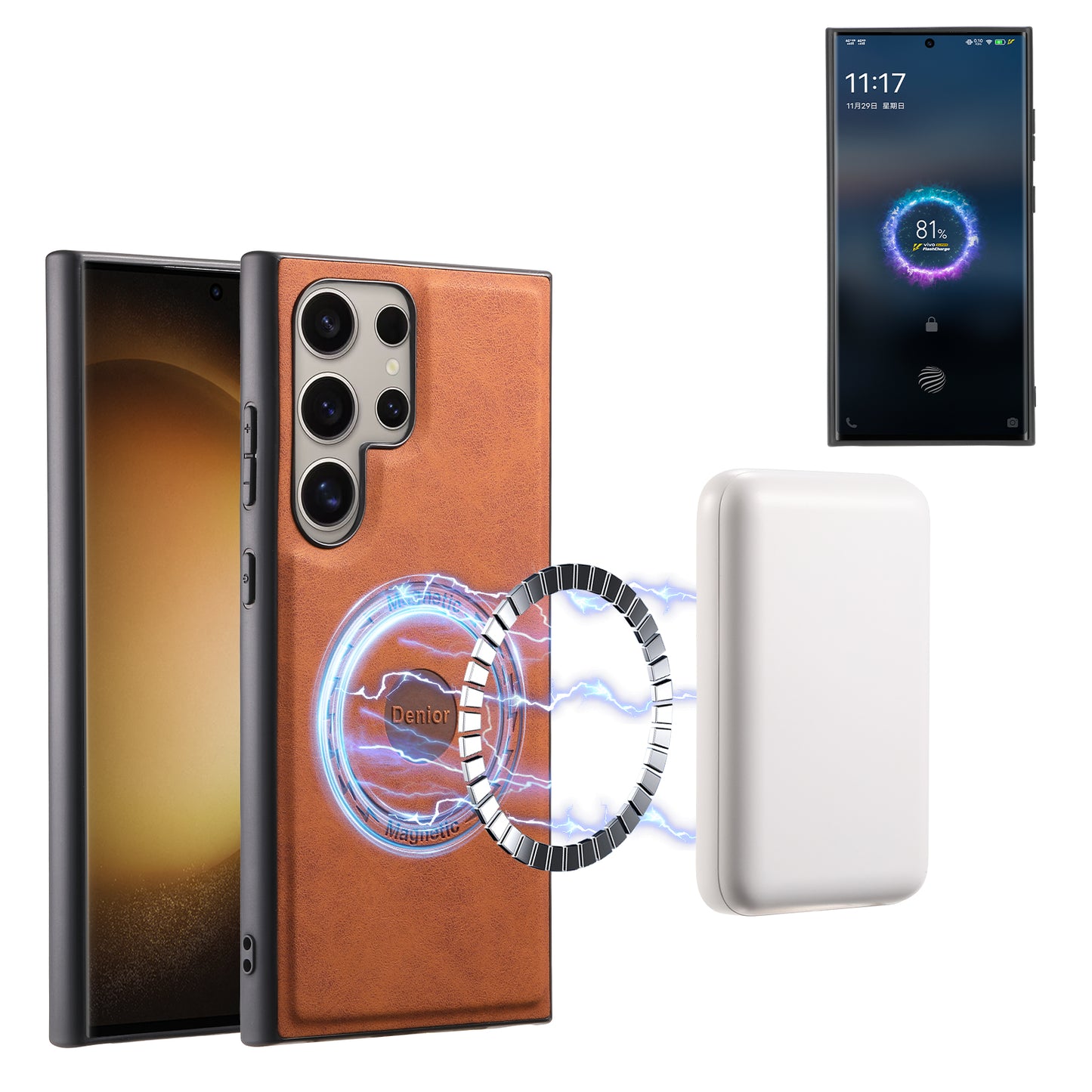 PU Retro Faux Leather Texture Magnetic Phone Case (For Samsung)