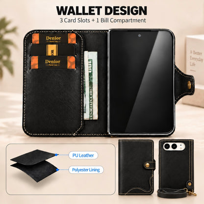 Genuine Leather Retro Oil Wax Cowhide Flip Wallet Phone Case