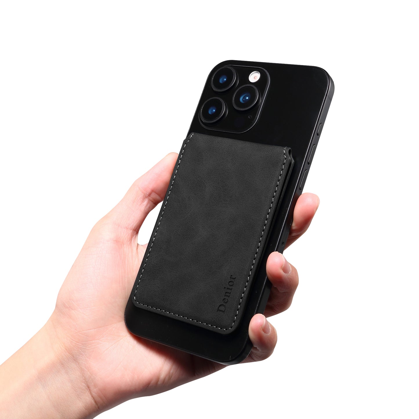 PU Faux Leather Vintage Pattern Top-bottom Open Magnetic Card Holder