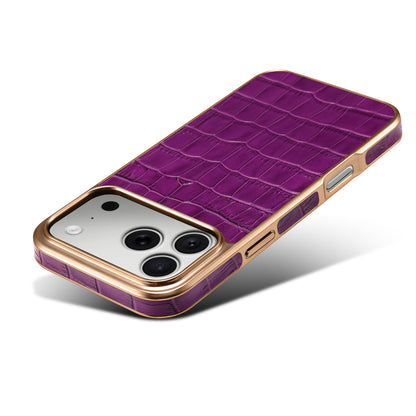 Genuine Leather Crocodile Texture Electroplated Phone Case