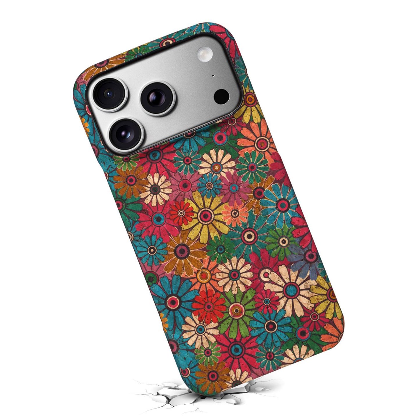 Floral Pattern Cork PC Phone Case
