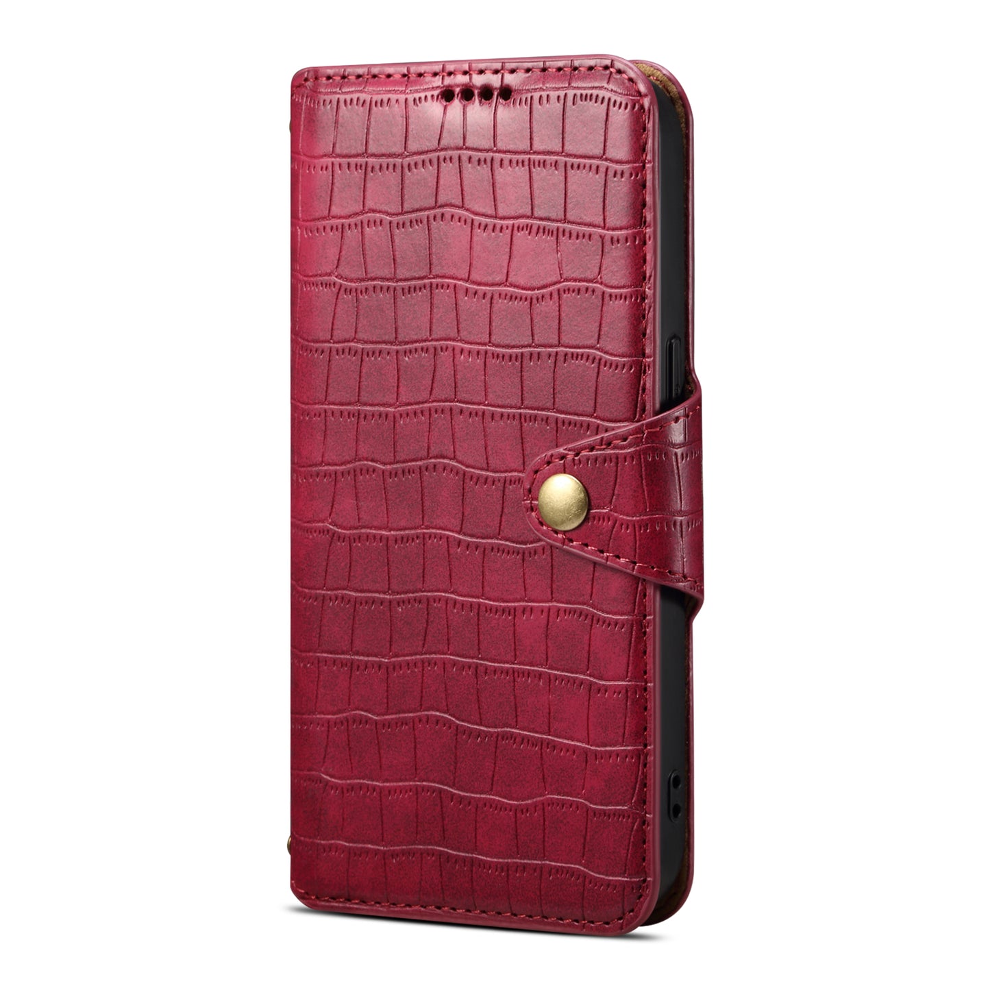 PU Faux Leather Crocodile Pattern Button Stand Wallet Phone Case