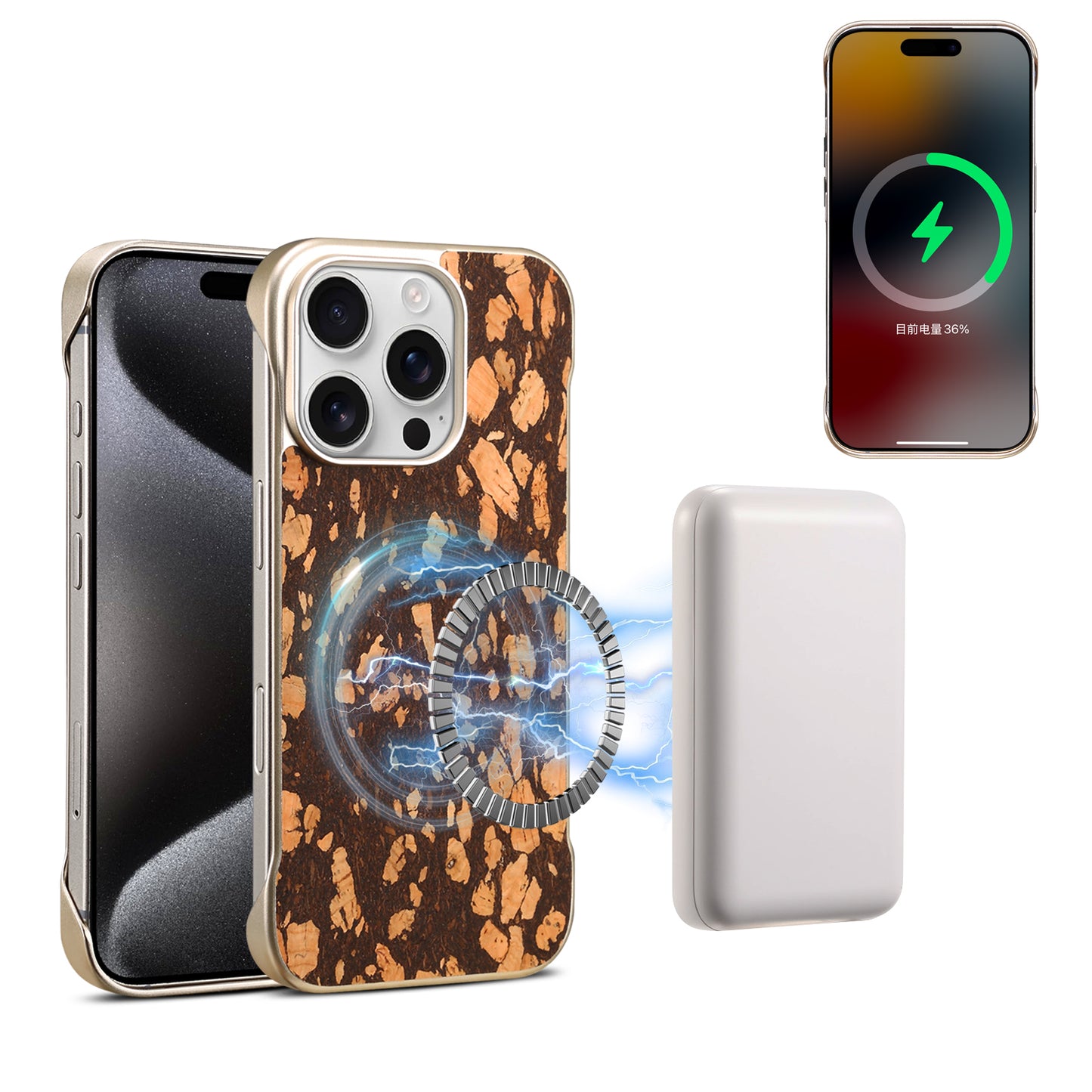 Floral Pattern Cork Borderless Magnetic Phone Case