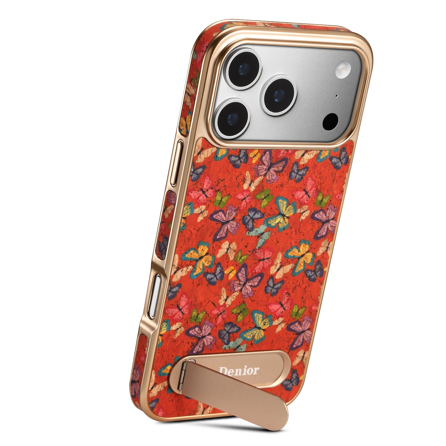 Cork Butterfly In-line Stand Magnetic Electroplated Phone Case