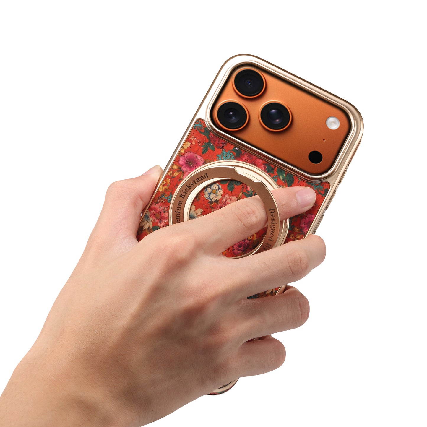 Floral Cork Wooden Case - 360 Kickstand