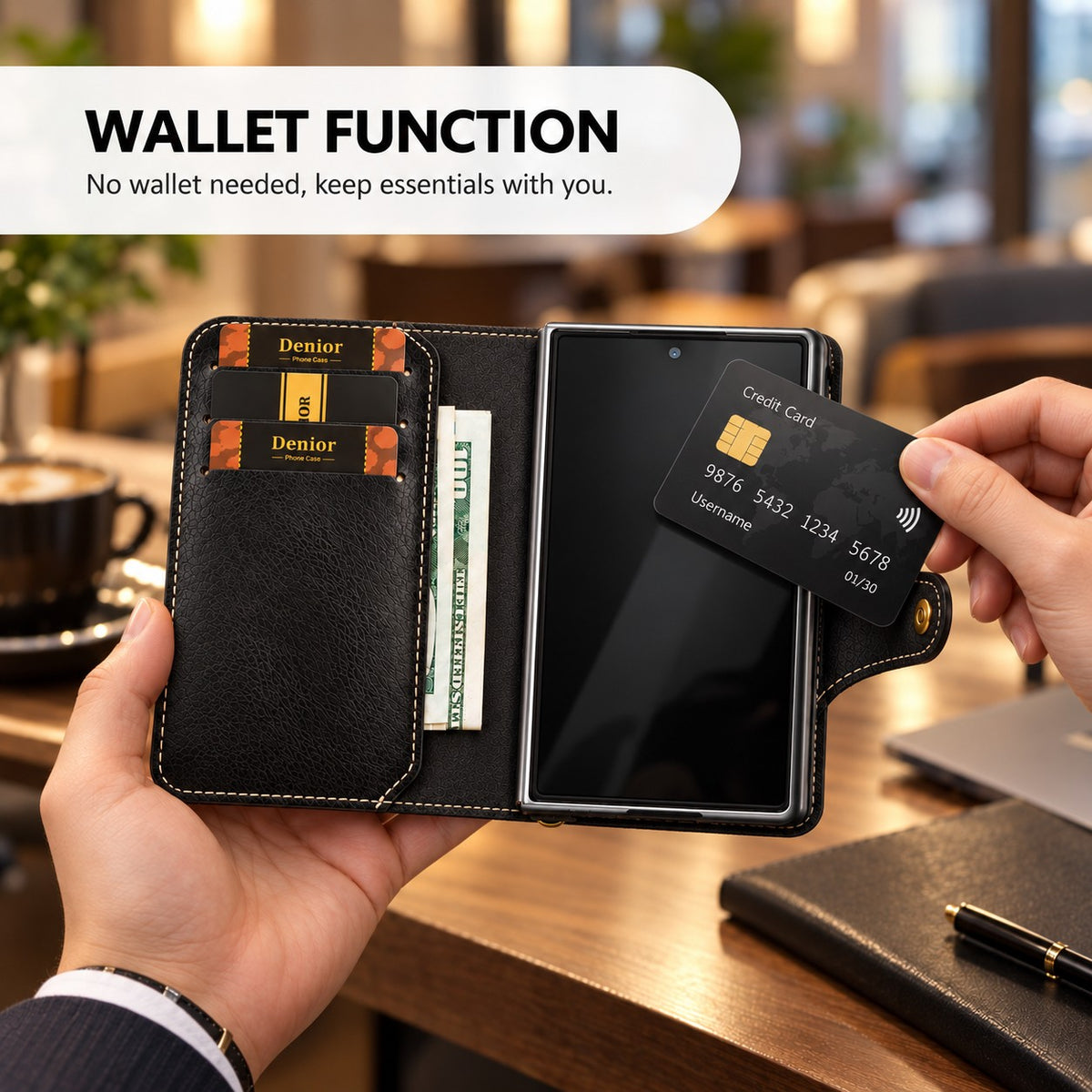 Genuine Leather Retro Oil Wax Cowhide Flip Wallet Phone Case