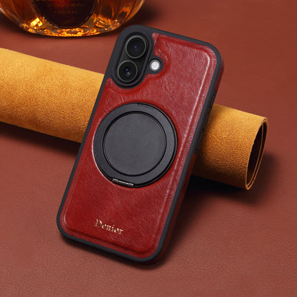 Genuine Leather 360° Rotating Gear Stand Phone Case