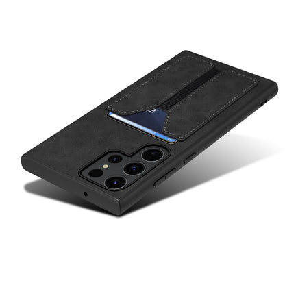 PU Retro Faux Leather DV Elastic Card Holder Phone Case (For Samsung)