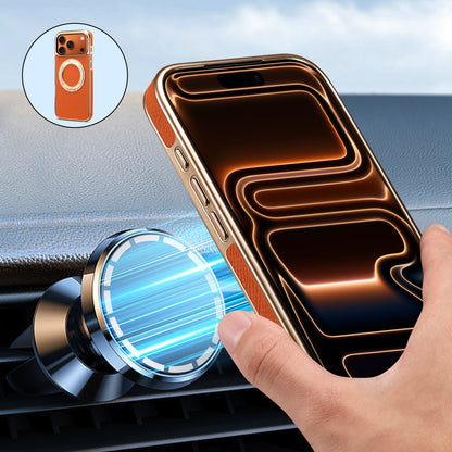 Genuine Leather Gear Electroplated Phone Case