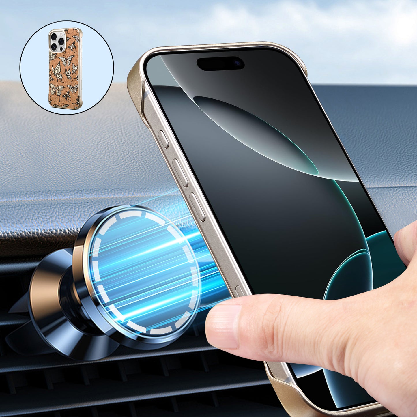 Floral Pattern Cork Borderless Magnetic Phone Case