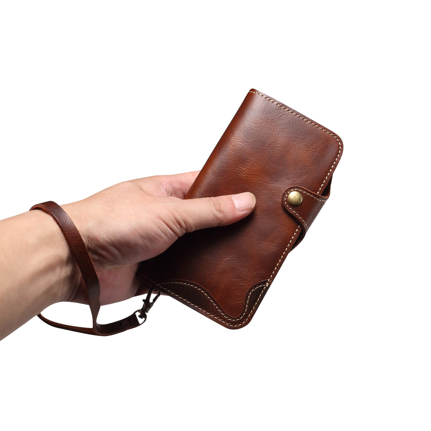 Genuine Oil Wax Cowhide Stand Wallet Phone Case