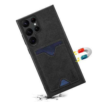 PU Retro Faux Leather Dual Card Slot Kickstand Phone Case (For Samsung)