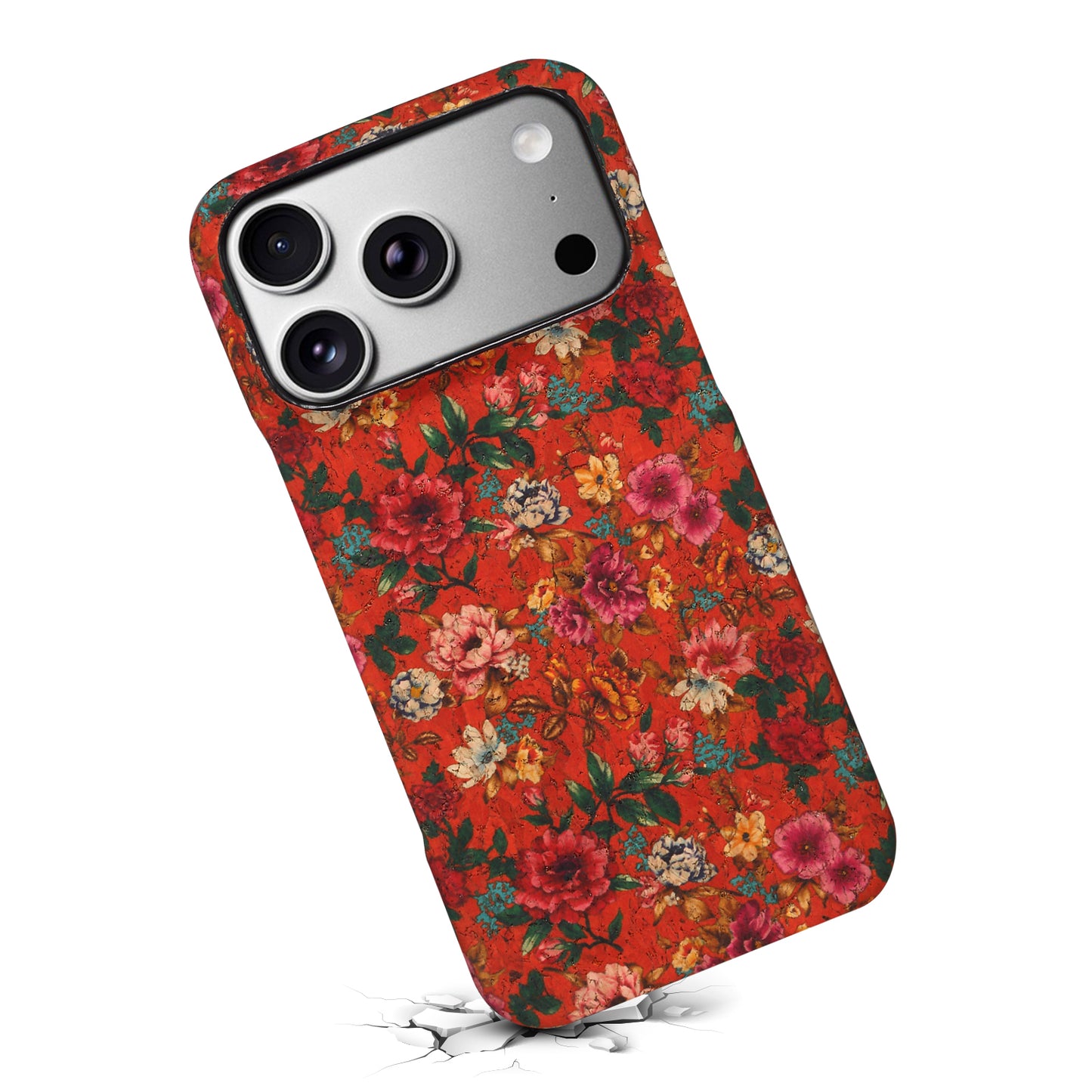 Floral Pattern Cork PC Phone Case