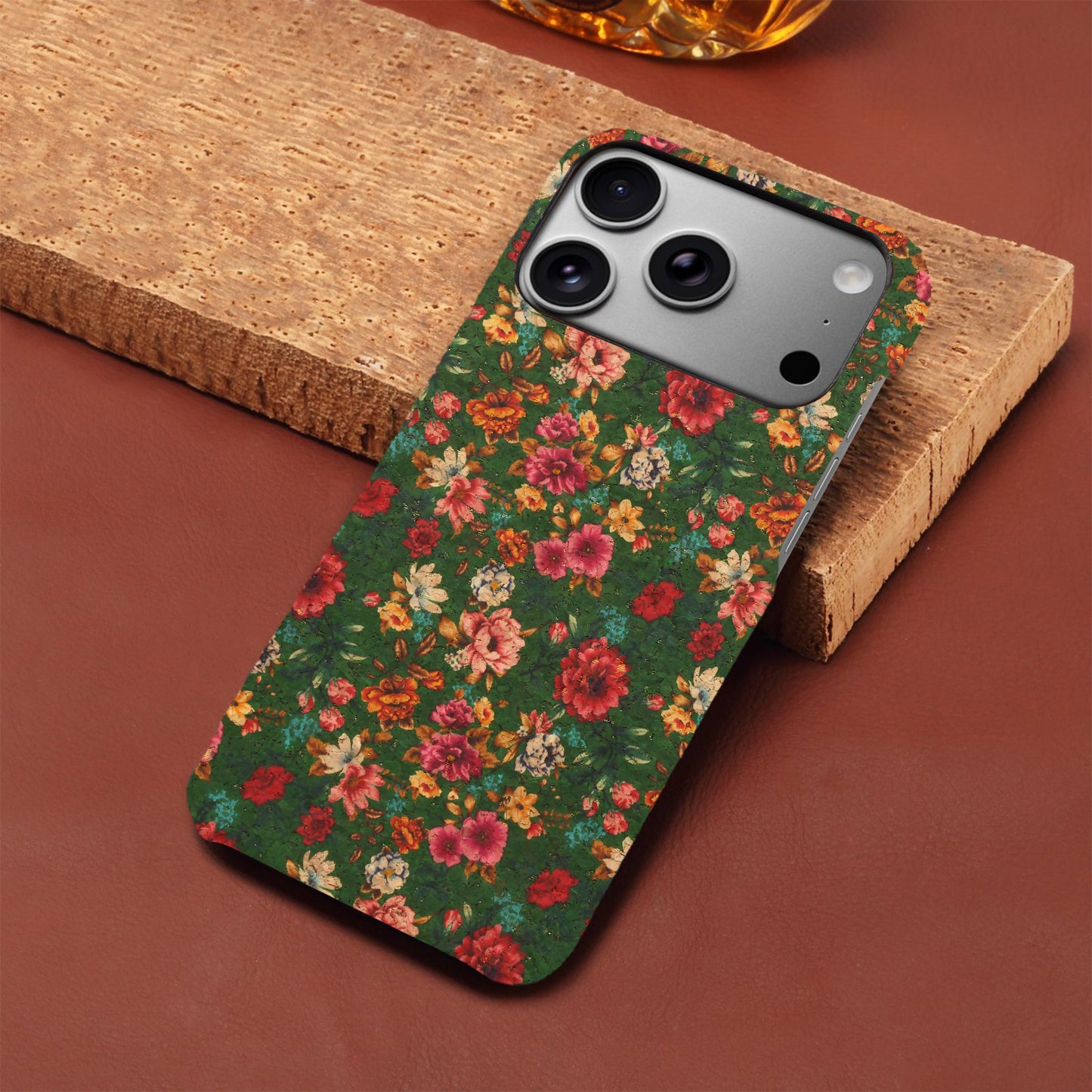 Floral Pattern Cork PC Phone Case