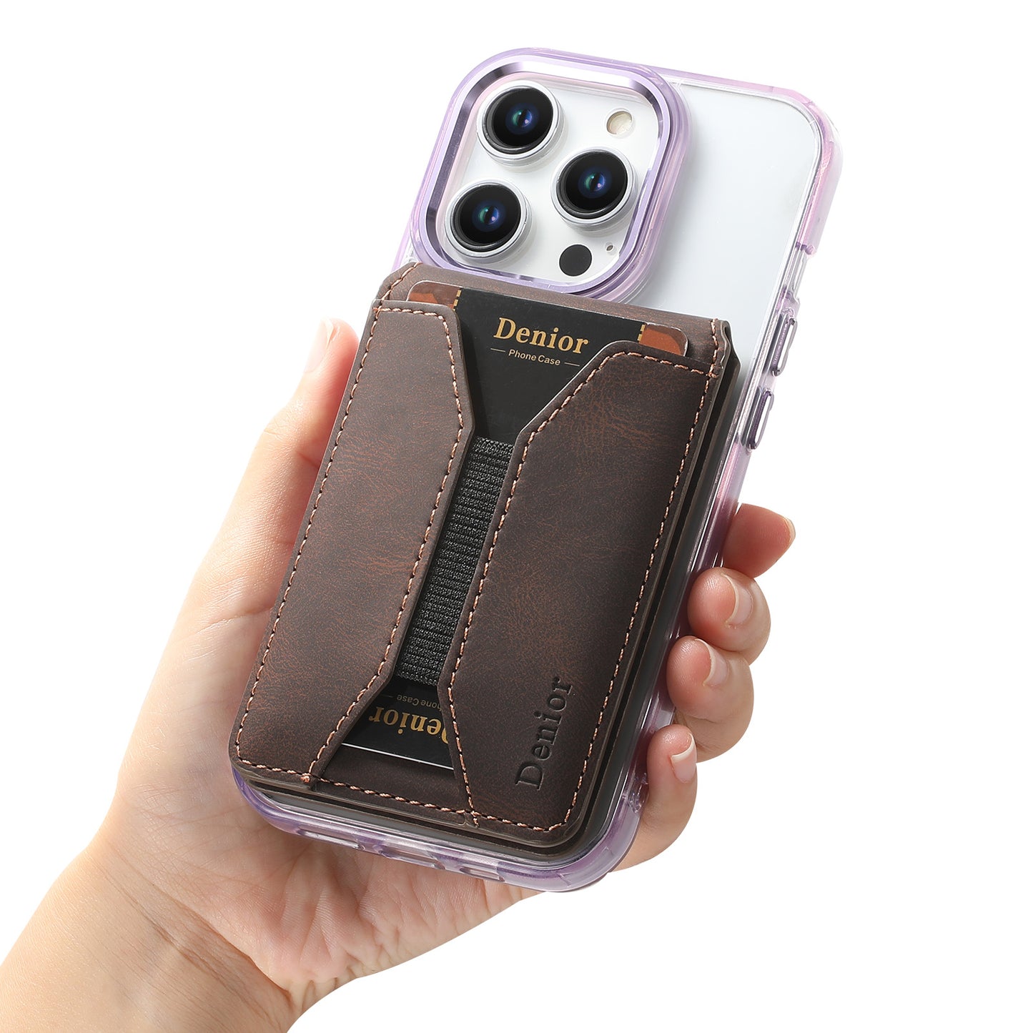 Bifold Vertical Elastic Rope Clip PU Leather Mag Wallet - Skin Feel